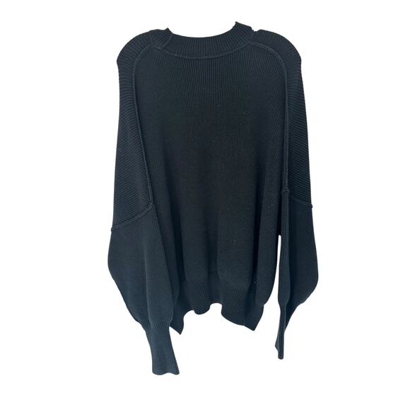 Free People Easy Street Tunic Black Mock Neck Stretch Ribbed Sweater Size XS - Picture 9 of 12